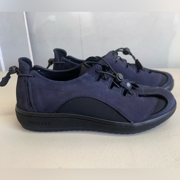 Pandere Shoes - Pandere Adjustable Comfort Sneakers Navy Leather Size 9 Wide Fit Orthopedic Shoe